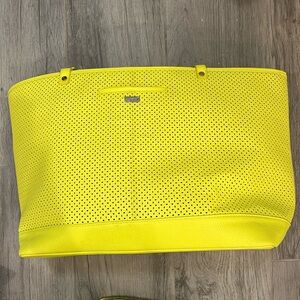 Citron Yellow Vegan Leather Tote and matching wallet